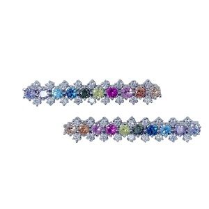 Set of 2 Silver Rainbow CZ Hair Clips